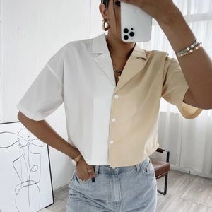 Drop shoulder graphic print blouse